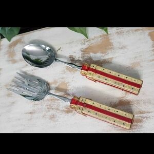 Elegant Gold and Red Serving Set